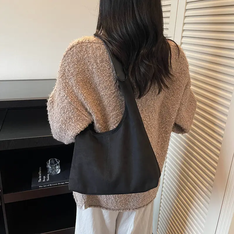 2025 Velvet Shoulder Bag Large Capacity Brown - Image 7