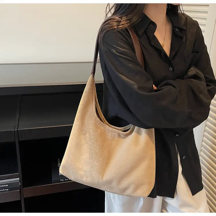 2025 Velvet Shoulder Bag Large Capacity Brown — feature 12