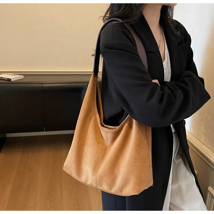 2025 Velvet Shoulder Bag Large Capacity Brown — feature 22