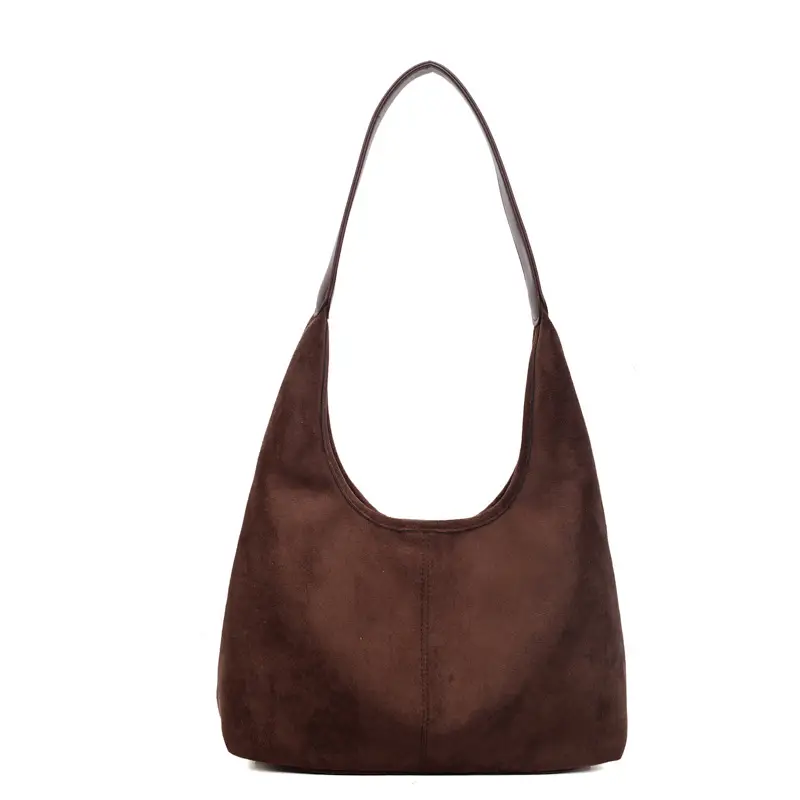 2025 Velvet Shoulder Bag Large Capacity Brown - Image 4
