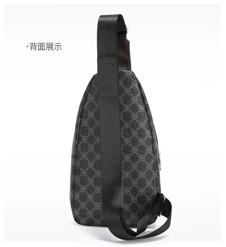 Men's Printed Chest Bag with Red Stripe PU Leather — feature 16