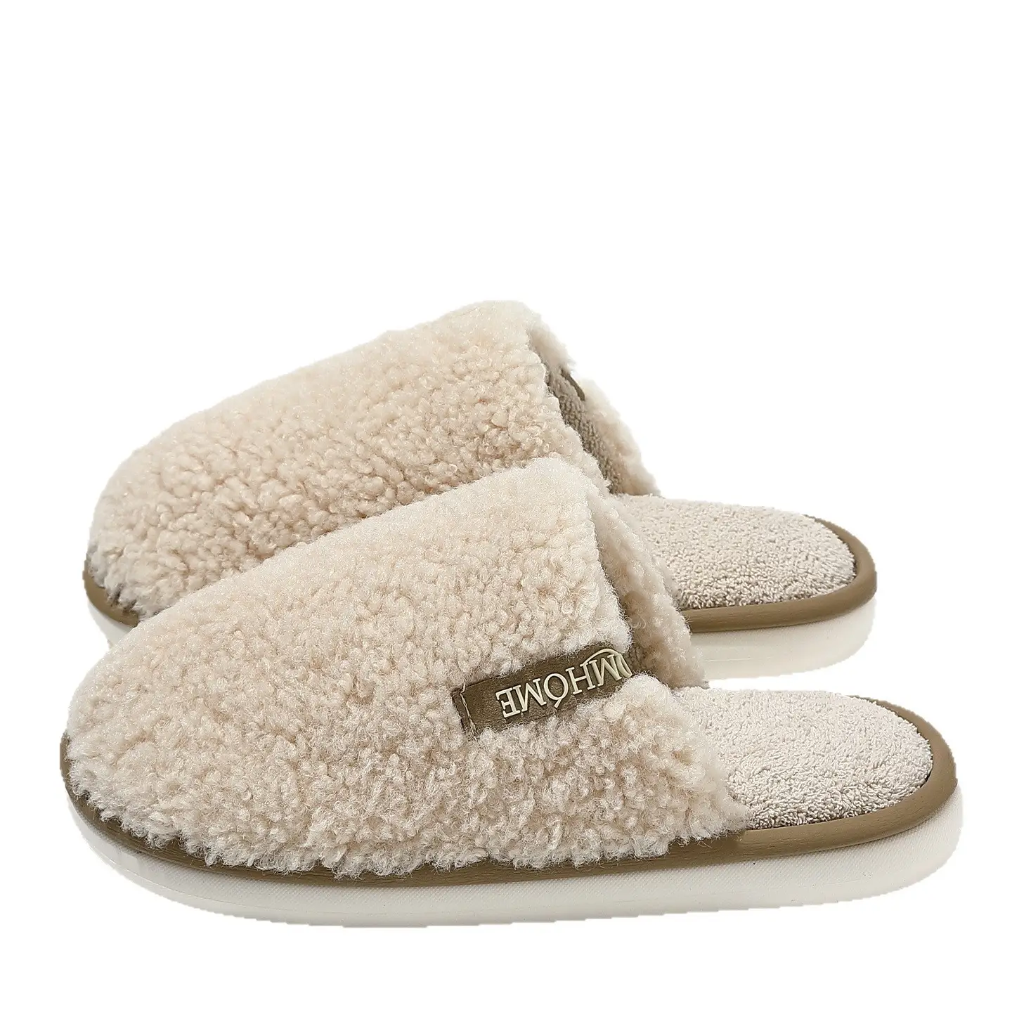 Men Winter Wool Slippers Brown Warm - Image 9