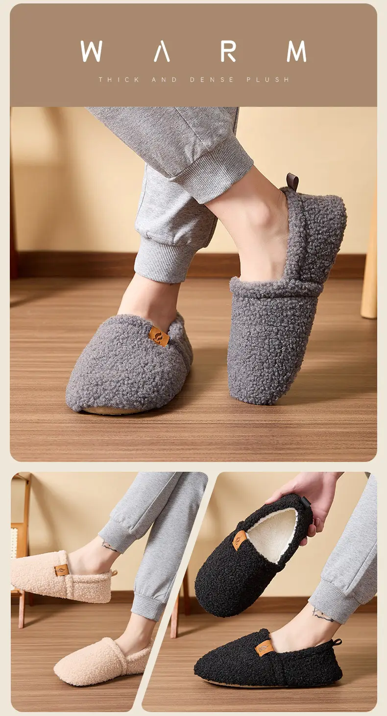 Amazon's Best-Selling Closed-Toe Soft-Soled Silent Cotton Shoes, Indoor Non-Slip Furry Slippers, Factory Direct Supply Home Cotton Slippers — feature 9