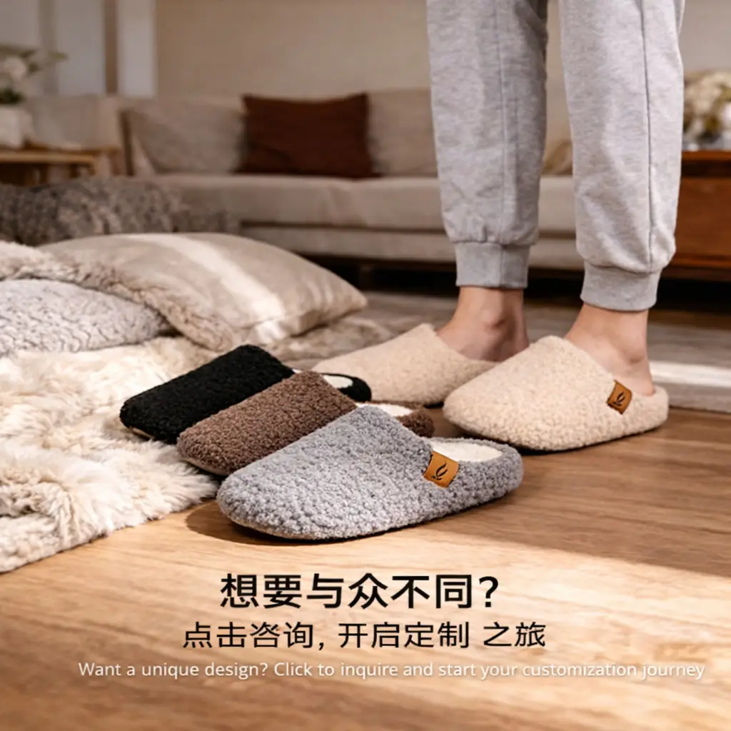 Amazon Soft-Soled Cotton Slippers, Non-Slip Plush Women's Slippers, Ready Stock Wholesale Custom Home Indoor Cotton Slippers - Image 8