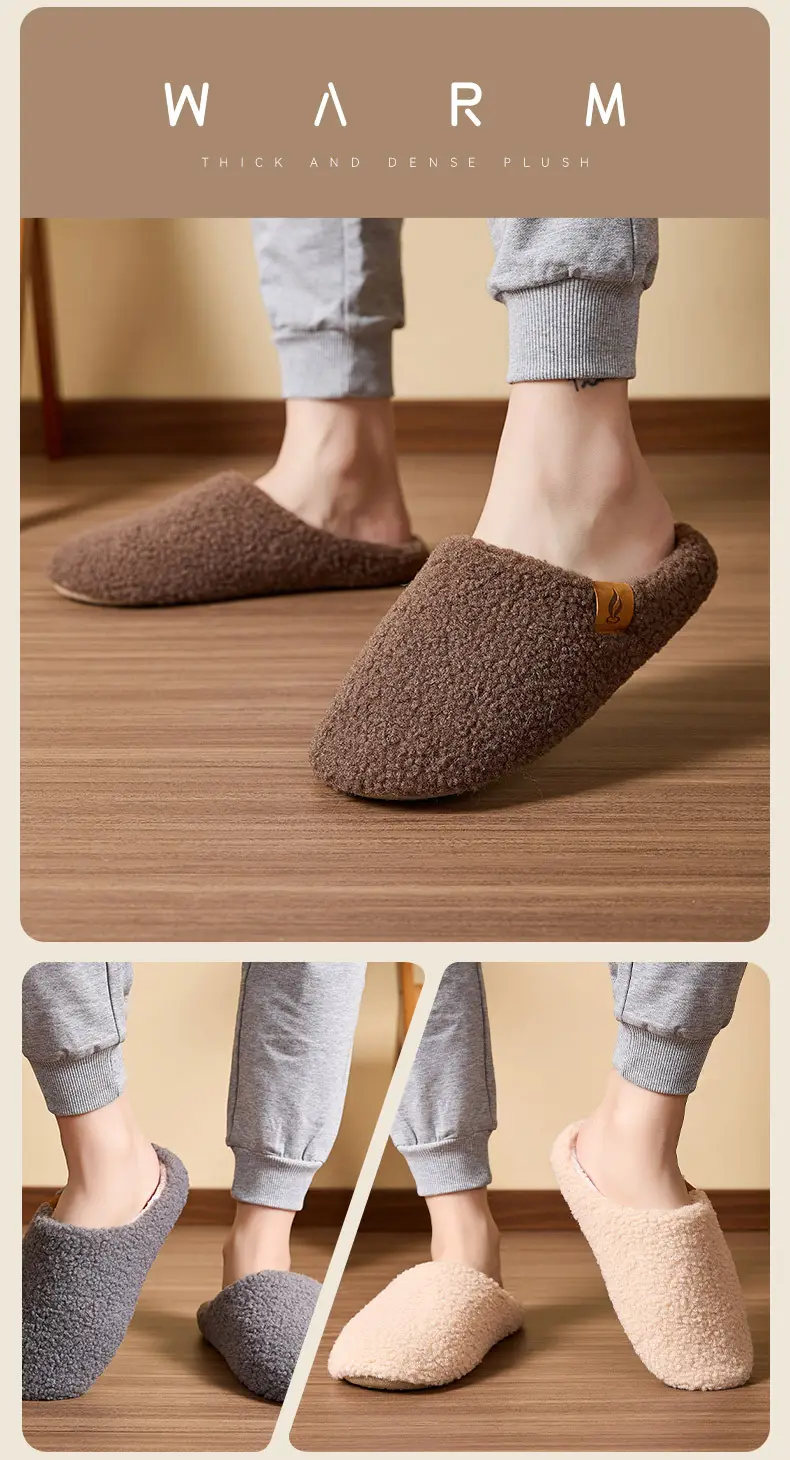 Amazon Soft-Soled Cotton Slippers, Non-Slip Plush Women's Slippers, Ready Stock Wholesale Custom Home Indoor Cotton Slippers — feature 8
