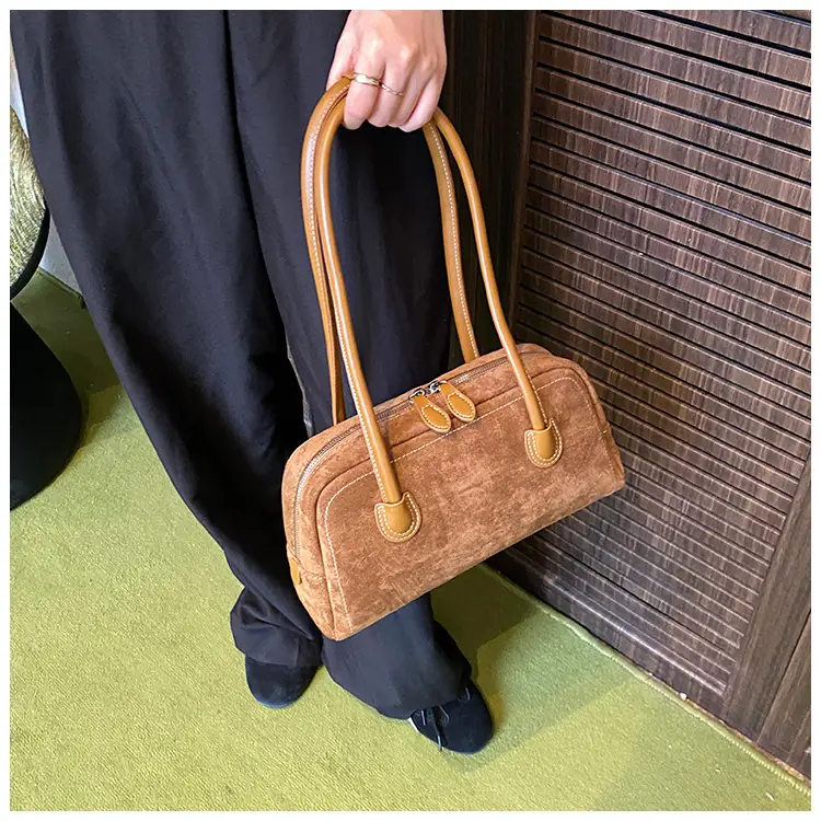 Women Retro Leather Velvet Shoulder Bag Boston 2026 — feature 10