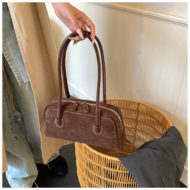 Women Retro Leather Velvet Shoulder Bag Boston 2026 — feature 12