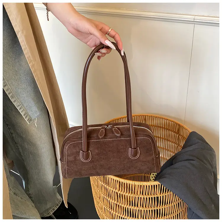 Women Retro Leather Velvet Shoulder Bag Boston 2026 — feature 13