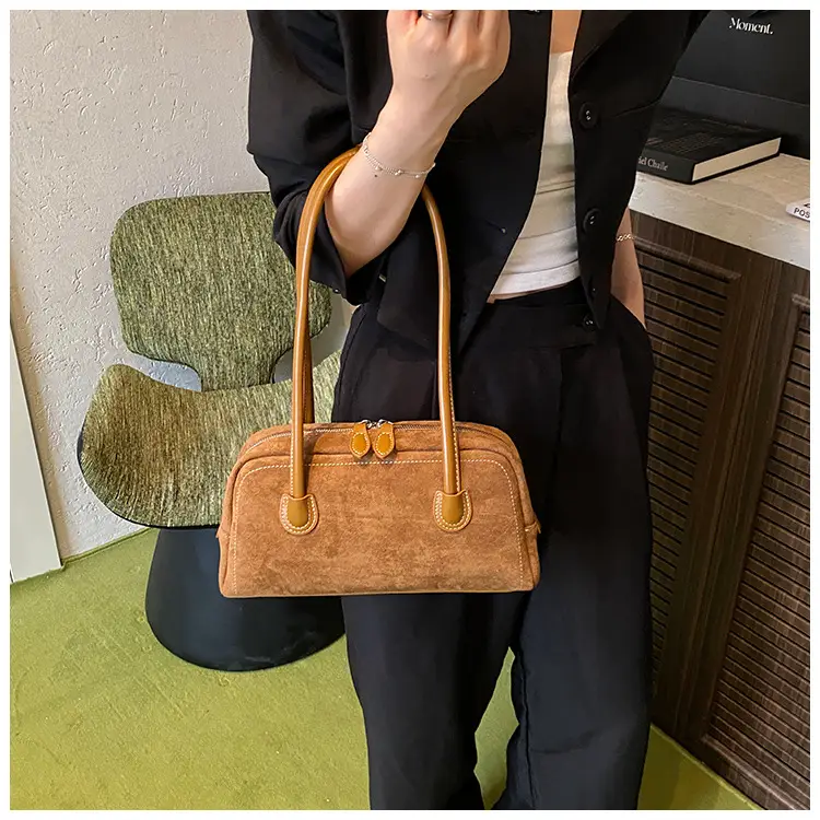 Women Retro Leather Velvet Shoulder Bag Boston 2026 — feature 14