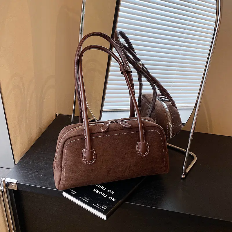 Women Retro Leather Velvet Shoulder Bag Boston 2026 — feature 21