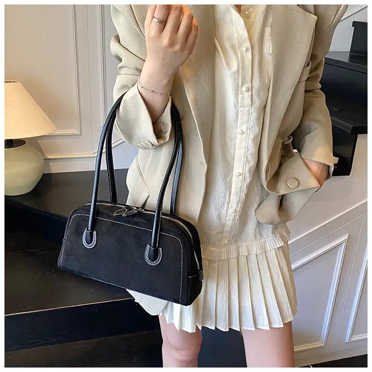 Women Retro Leather Velvet Shoulder Bag Boston 2026 — feature 32