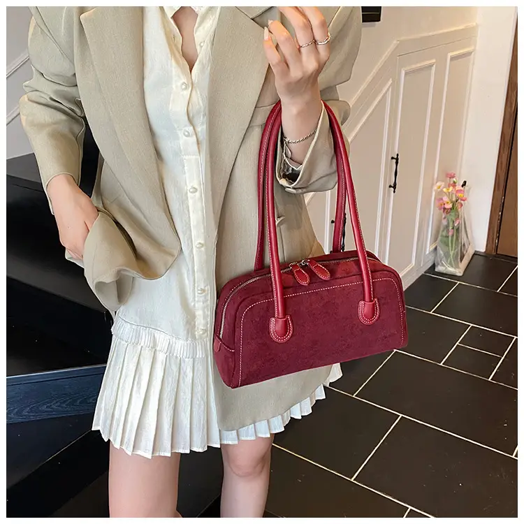 Women Retro Leather Velvet Shoulder Bag Boston 2026 — feature 34