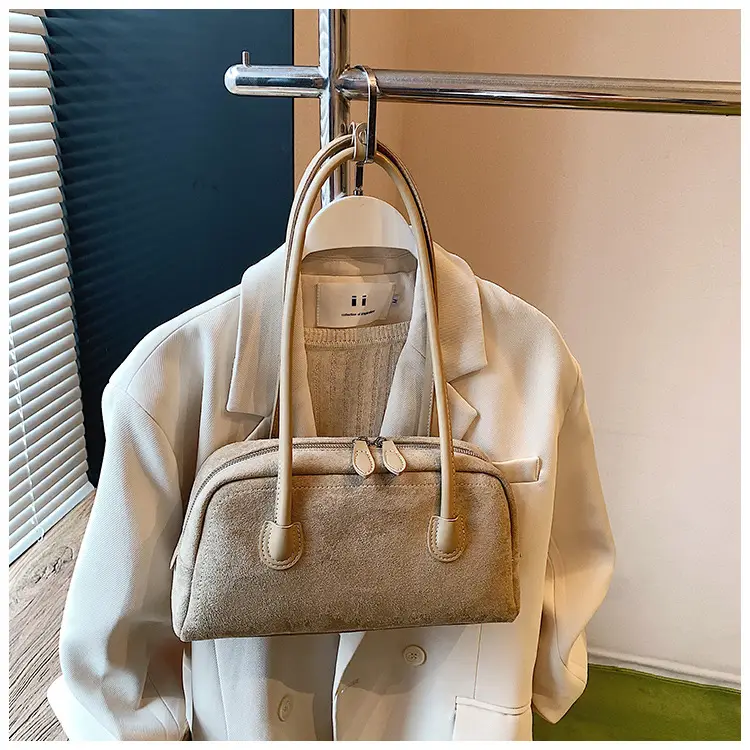 Women Retro Leather Velvet Shoulder Bag Boston 2026 — feature 35