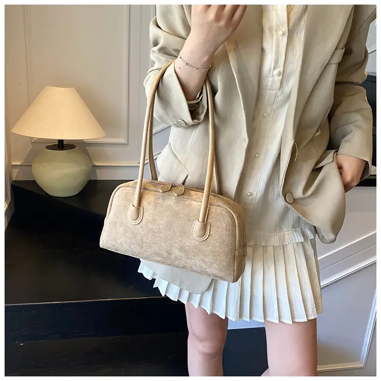 Women Retro Leather Velvet Shoulder Bag Boston 2026 — feature 36