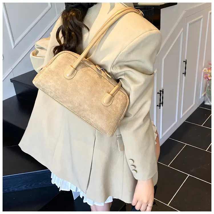 Women Retro Leather Velvet Shoulder Bag Boston 2026 — feature 38