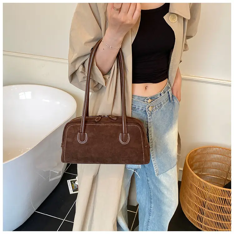 Women Retro Leather Velvet Shoulder Bag Boston 2026 — feature 43