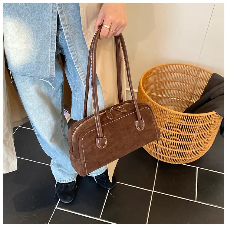 Women Retro Leather Velvet Shoulder Bag Boston 2026 — feature 49