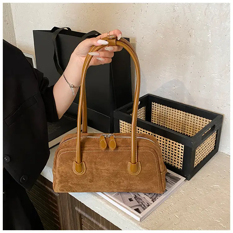 Women Retro Leather Velvet Shoulder Bag Boston 2026 — feature 6