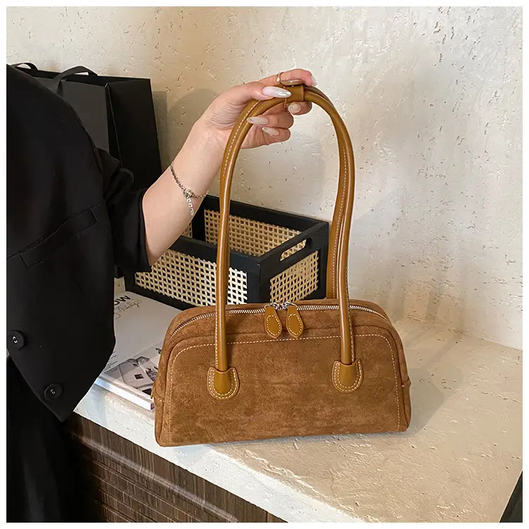 Women Retro Leather Velvet Shoulder Bag Boston 2026 — feature 8