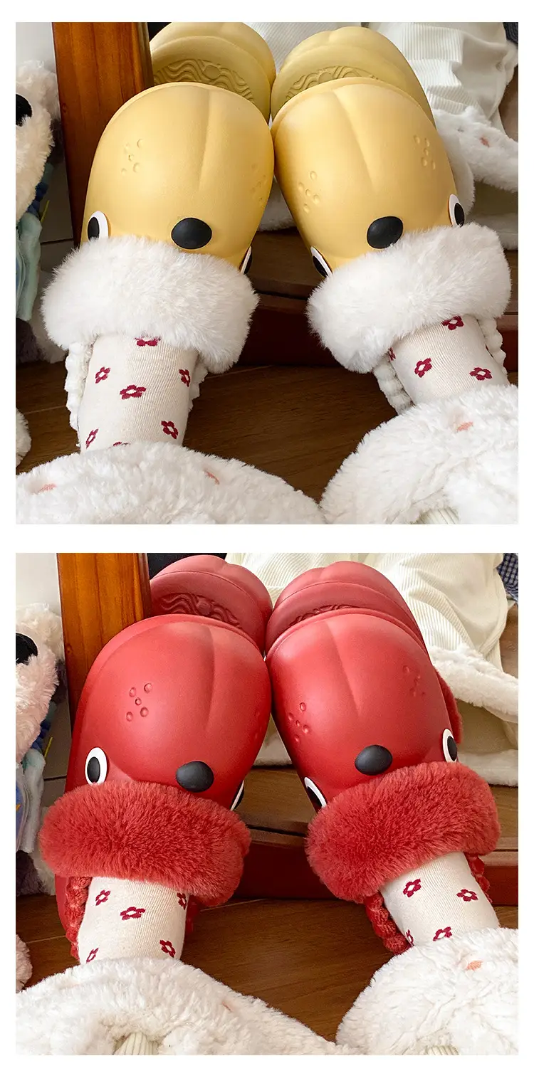 Red Plush High-Top Slippers for Women Winter Warm — feature 13