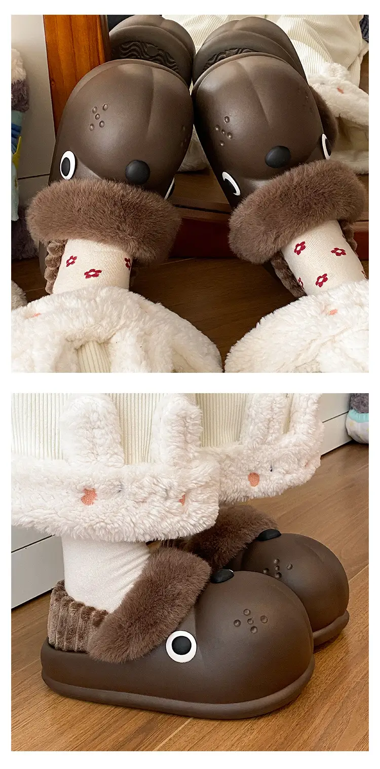 Red Plush High-Top Slippers for Women Winter Warm — feature 14
