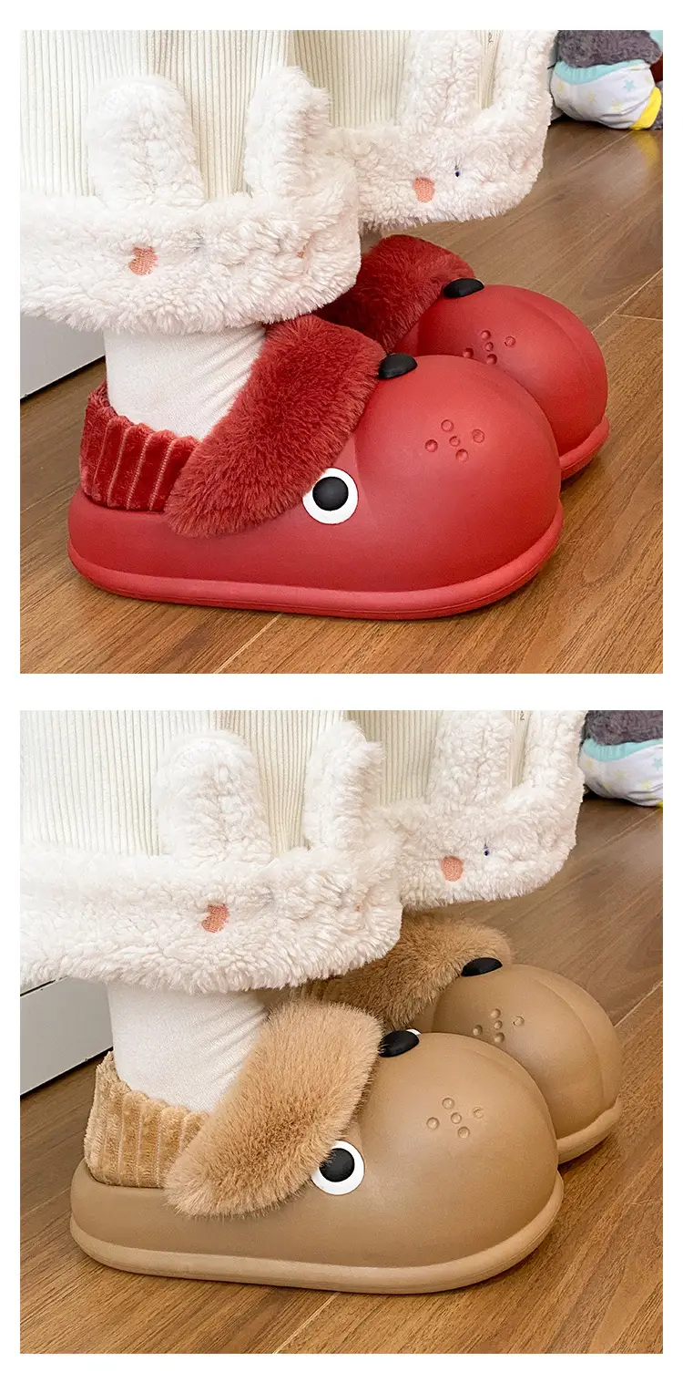 Red Plush High-Top Slippers for Women Winter Warm — feature 15