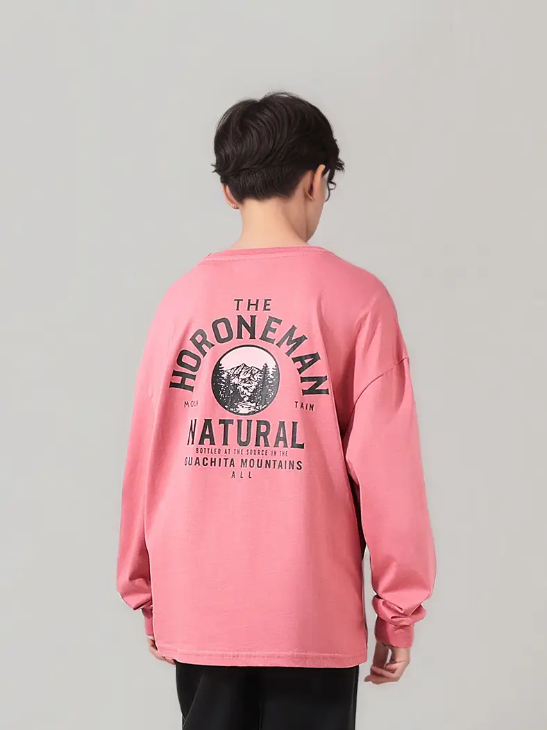 Kids' Pink Long Sleeve T-Shirt Medium Large Korean Style