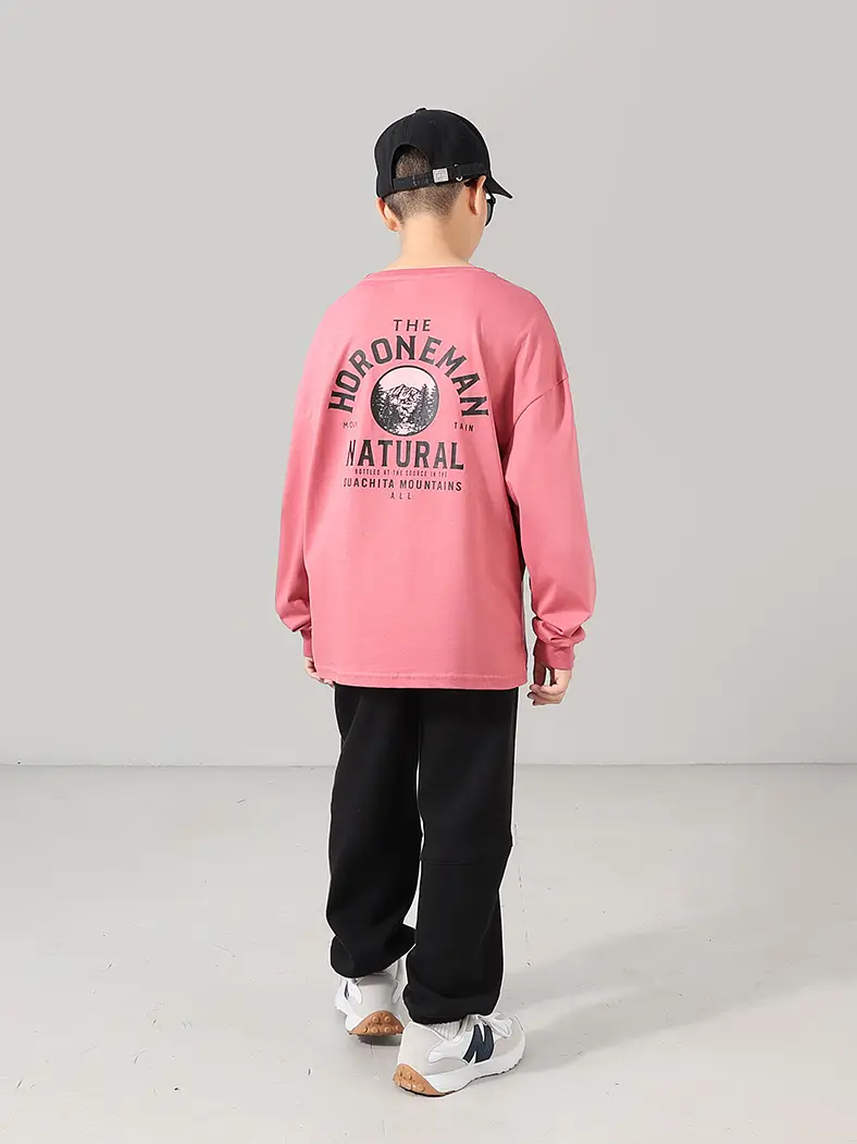 Kids' Pink Long Sleeve T-Shirt Medium Large Korean Style