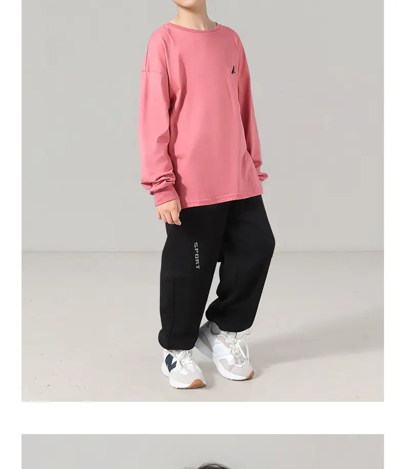 Kids' Pink Long Sleeve T-Shirt Medium Large Korean Style — feature 9