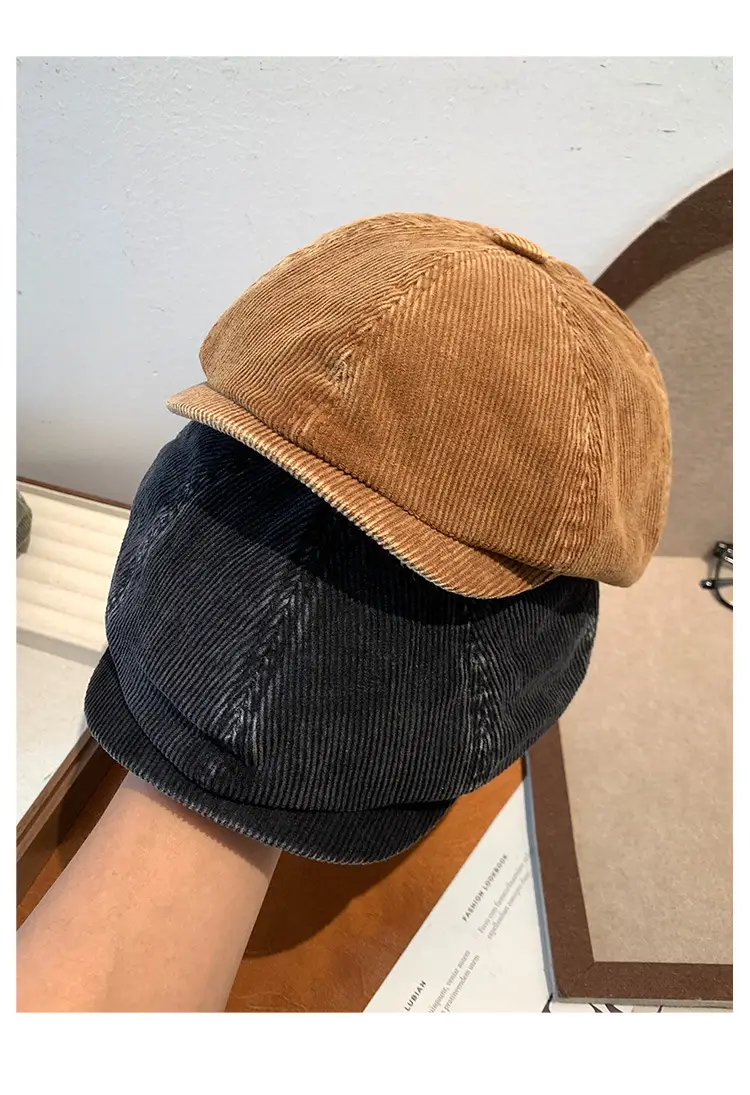 Women Japanese Retro Duckbill Beret Cap Black — feature 8