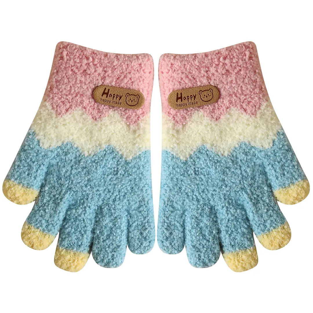 2-5 Years Old Winter Plush Cartoon Kidsren's Gloves, Cold-Proof Knitted Gloves, Cute Kidsren's Woolen Warm Gloves