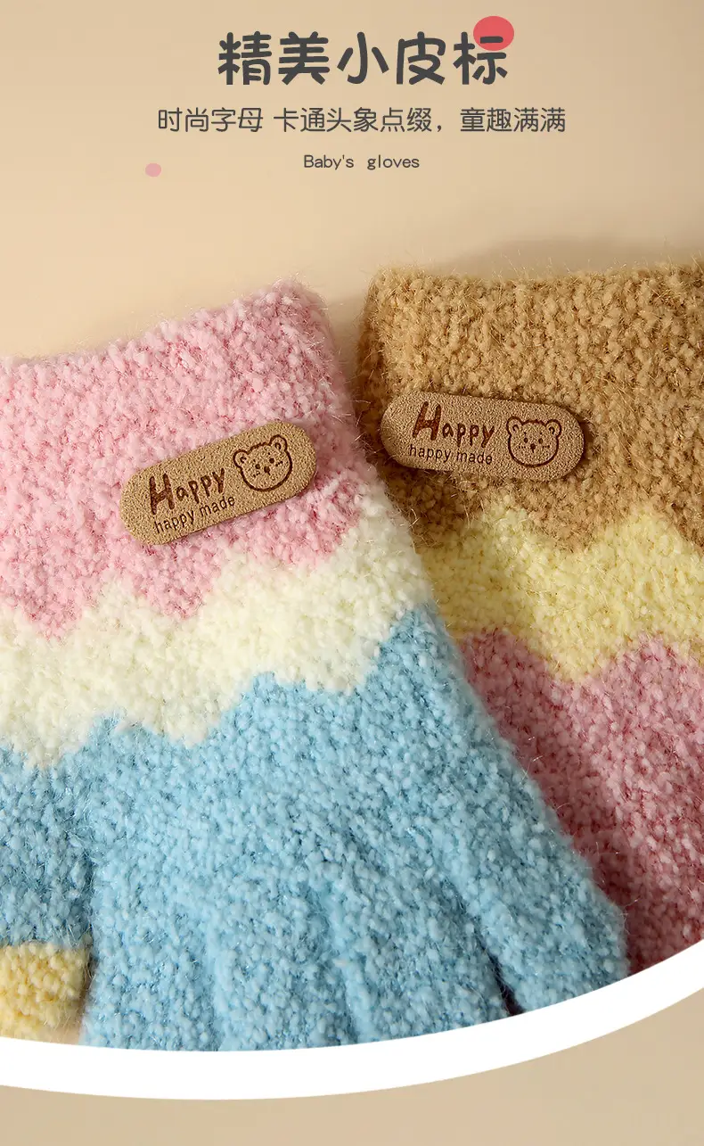 2-5 Years Old Winter Plush Cartoon Kidsren's Gloves, Cold-Proof Knitted Gloves, Cute Kidsren's Woolen Warm Gloves — feature 3