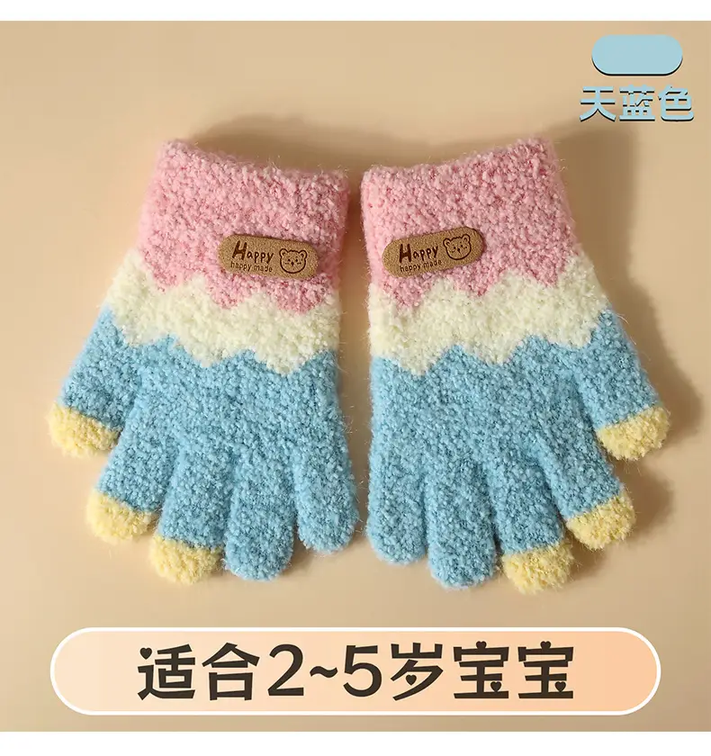 2-5 Years Old Winter Plush Cartoon Kidsren's Gloves, Cold-Proof Knitted Gloves, Cute Kidsren's Woolen Warm Gloves — feature 9