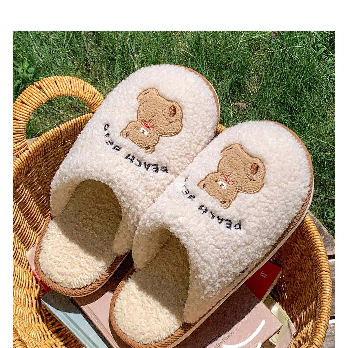 Cute Cartoon Fleece Slippers for Men Winter — feature 17