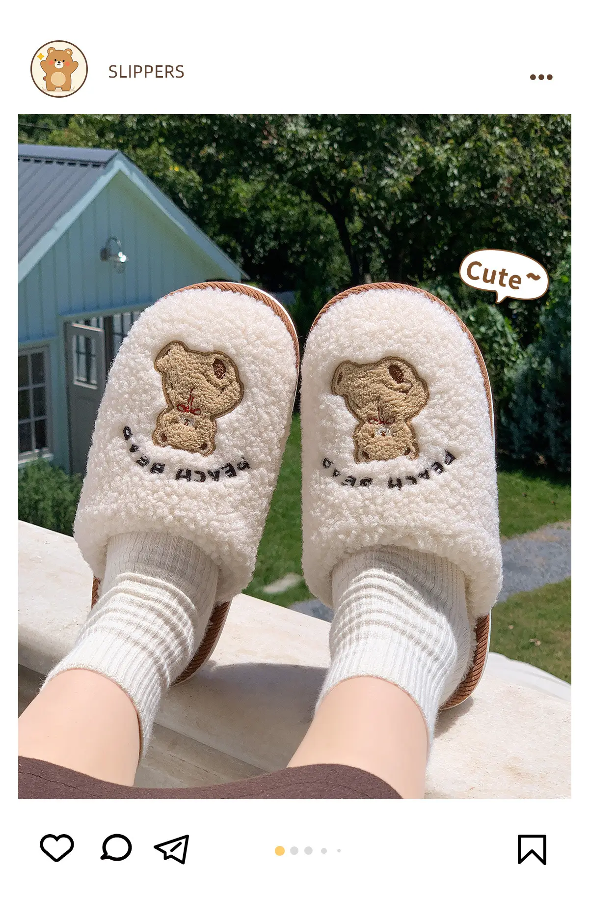 Cute Cartoon Fleece Slippers for Men Winter — feature 2
