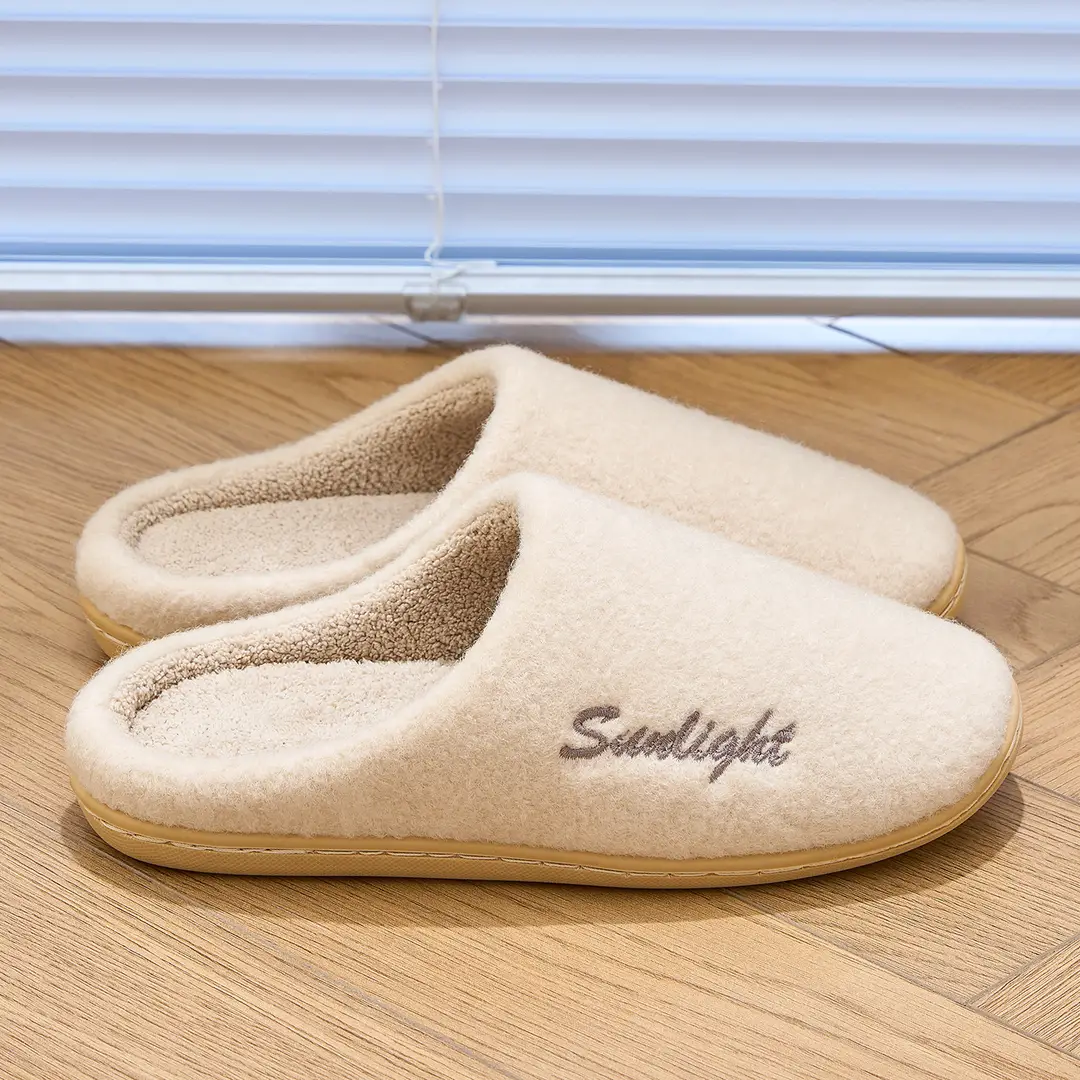 2025 New High-End Cotton Slippers for Women in Autumn and Winter Indoor Home Fleece-Lined Warm Thick-Soled Non-Slip Furry Slippers