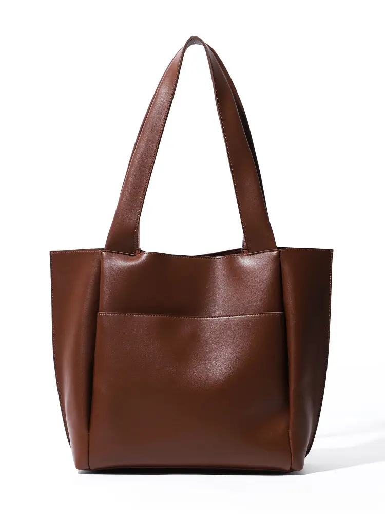 Large Capacity Black Leather Tote Bag for Women - Image 7