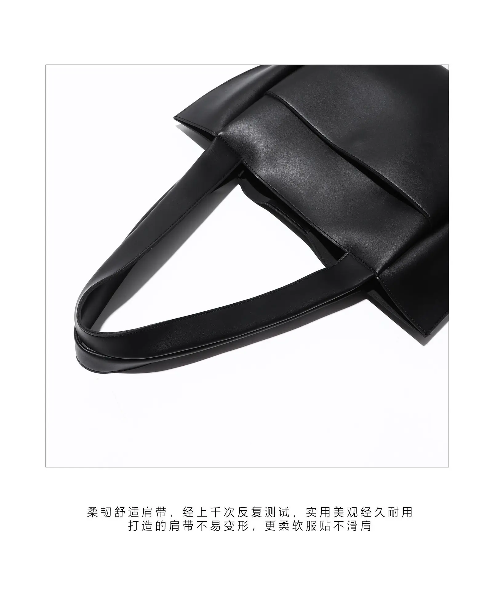 Large Capacity Black Leather Tote Bag for Women — feature 10