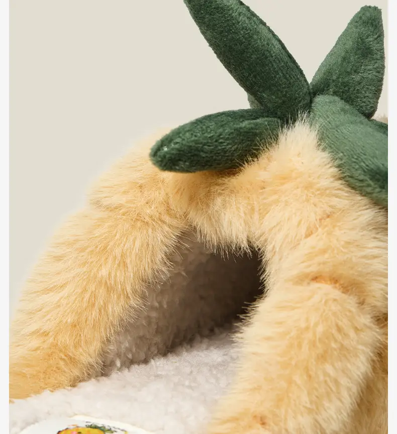 Fleece Lined Pineapple Slippers Women Large Winter — feature 12