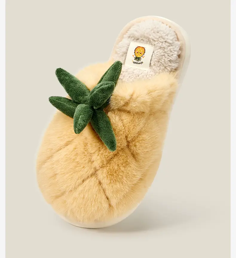 Fleece Lined Pineapple Slippers Women Large Winter — feature 16