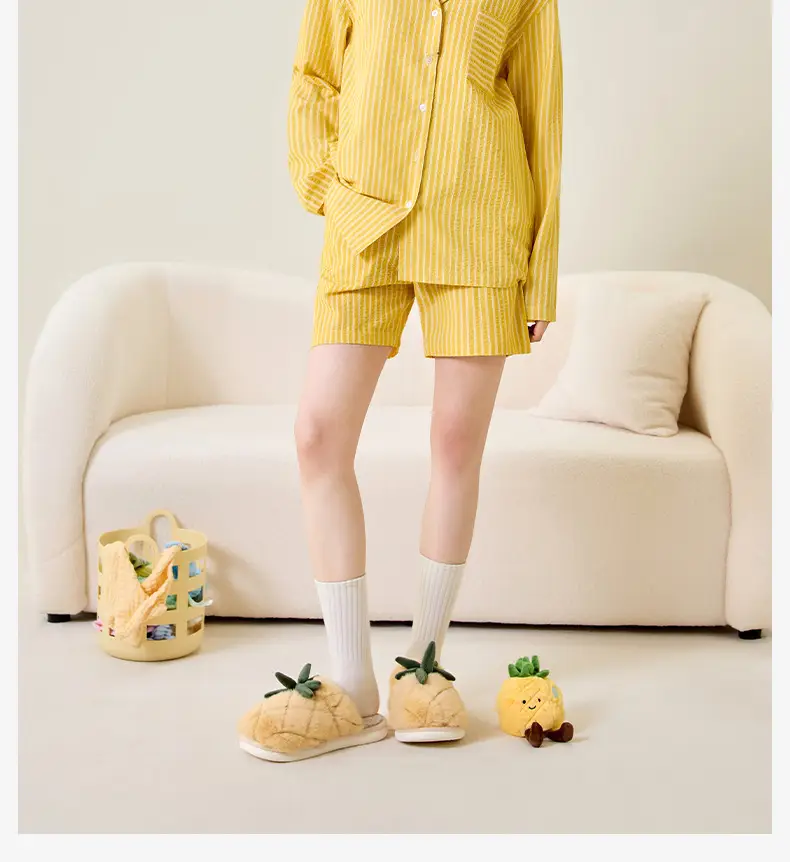 Fleece Lined Pineapple Slippers Women Large Winter — feature 9