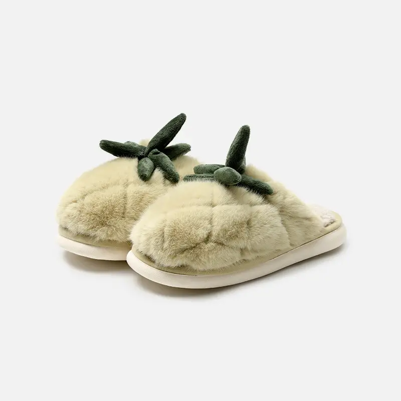 Fleece Lined Pineapple Slippers Women Large Winter - Image 2