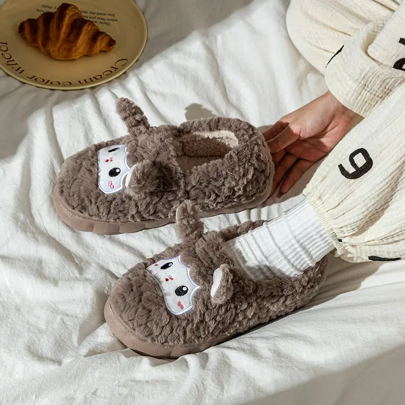 Women's Winter 2025 New Indoor Home Warm Thick-Soled Non-Slip Cute Little Sheep Heel Cotton Slippers