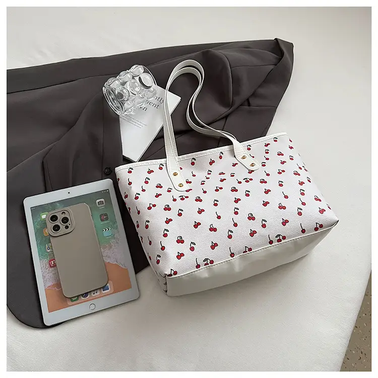 Cute Cherry Print Large Shoulder Bag for Women — feature 13
