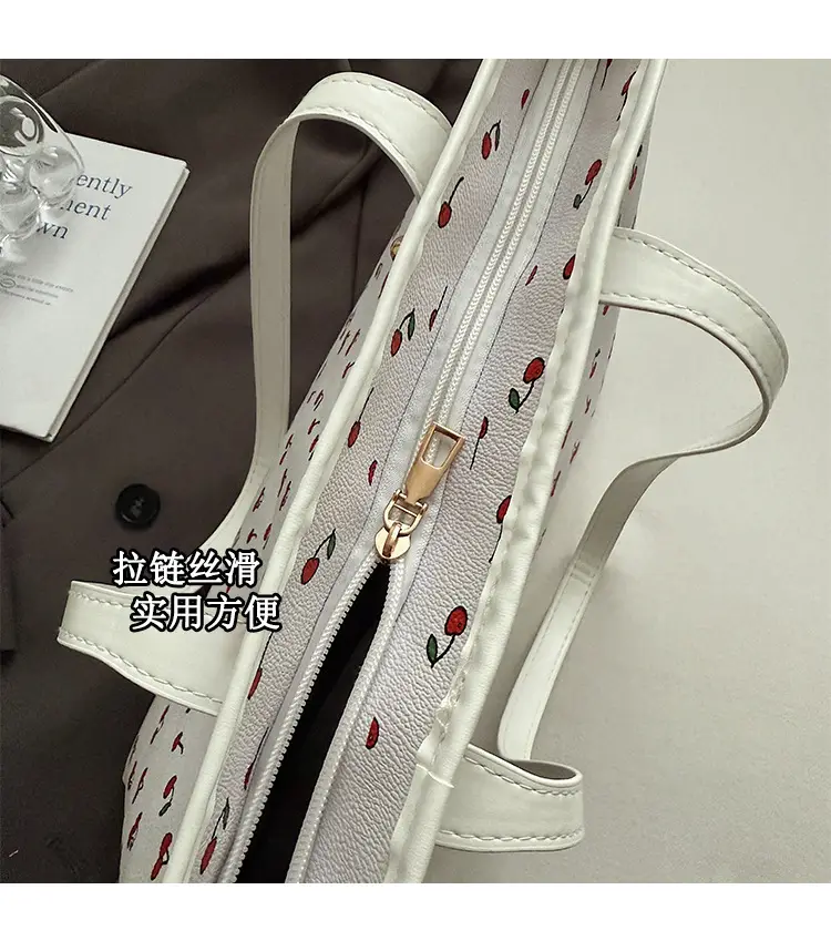 Cute Cherry Print Large Shoulder Bag for Women — feature 5