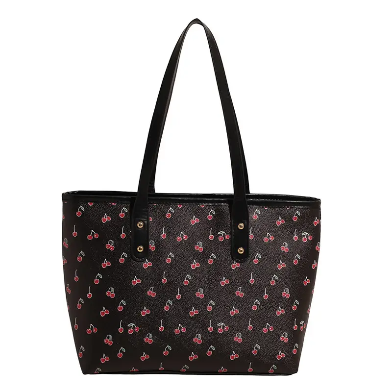 Cute Cherry Print Large Shoulder Bag for Women - Image 2