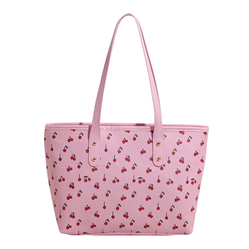 Cute Cherry Print Large Shoulder Bag for Women - Image 3