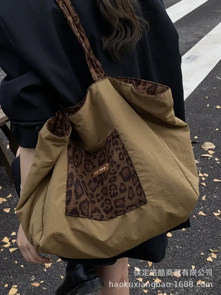 Women's Brown Leopard Print Shoulder Bag Large Capacity - Image 6