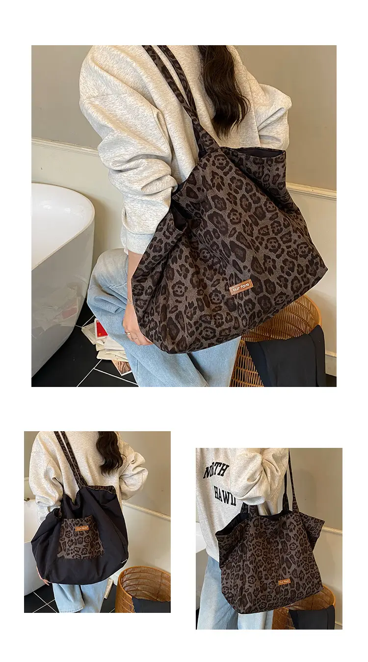Women's Brown Leopard Print Shoulder Bag Large Capacity — feature 10