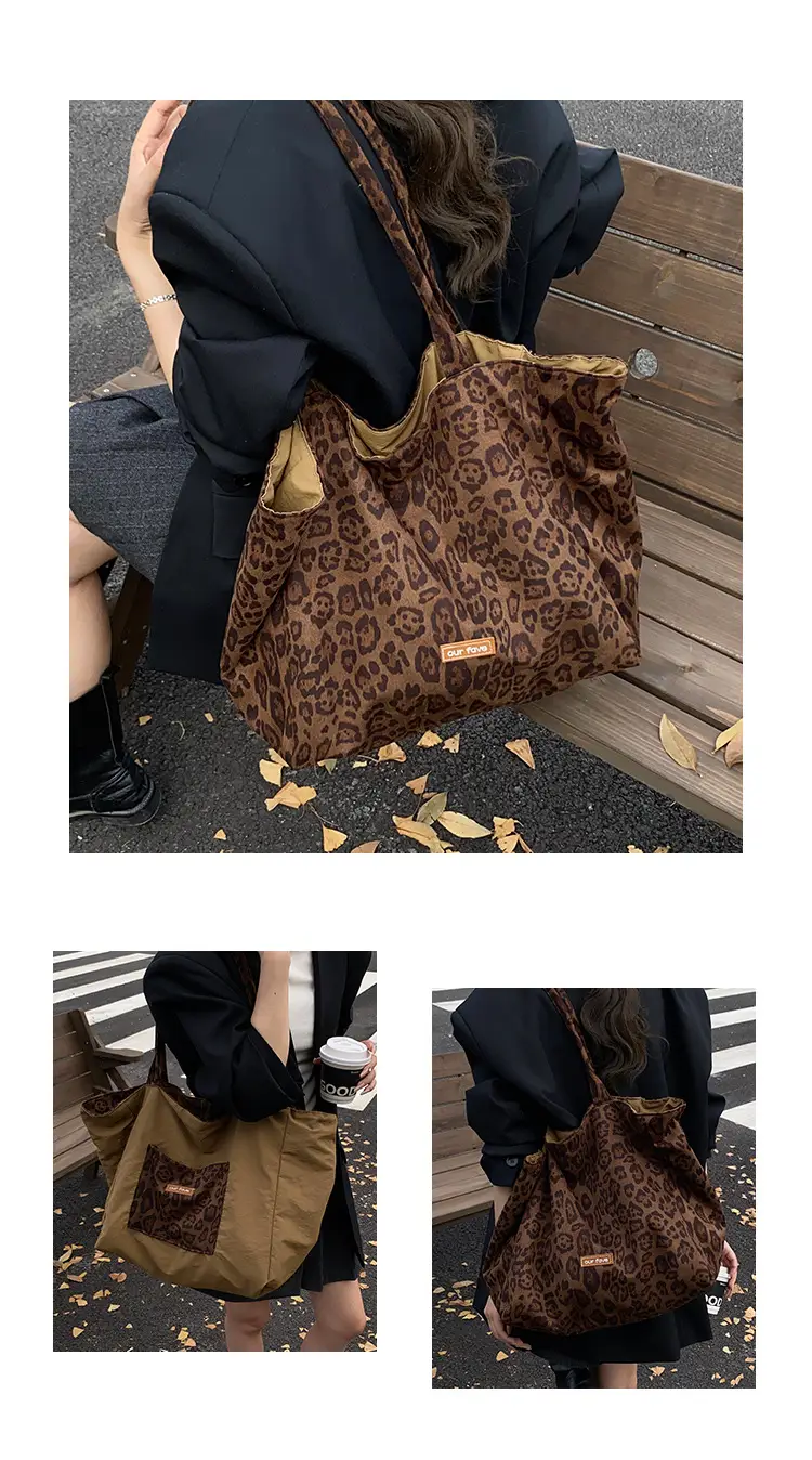 Women's Brown Leopard Print Shoulder Bag Large Capacity — feature 9